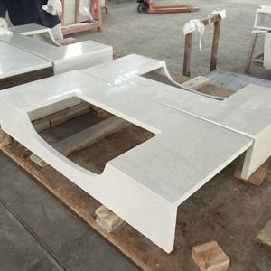 Silver White Quartz stone vanity top with apron shape