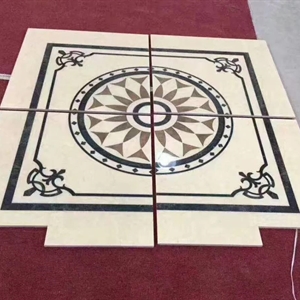 Square Crema Marfil Marble Water-Jet Medallion Tile