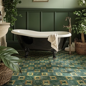Indian Green Leather Palazzo Marble Mosaic Tiles